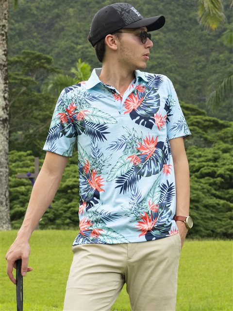 polo shirt and hat