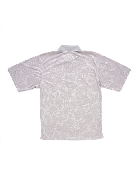 Monstera Square Floral Stone Grey Men's Polo Shirt | AlohaOutlet