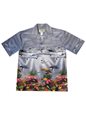 Ky&#39;s Tropical Sea Life Gray Cotton Poplin Men&#39;s Hawaiian Shirt