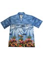 Ky&#39;s Tropical Sea Life Light Blue Cotton Poplin Men&#39;s Hawaiian Shirt