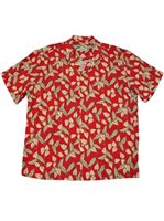 Paradise Found Mini Anthurium Red Rayon Men's Hawaiian Shirt
