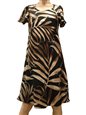 Paradise Found Palm Fronds Black Rayon A-Line Dress w/sleeves