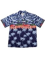 Ky's Muscle Car Paradise Navy Blue Cotton Men's Hawaiian Shirt