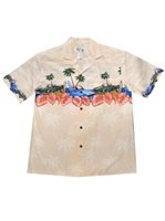 Ky's Muscle Car Paradise Cream Cotton Men's Hawaiian Shirt