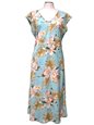 Ky&#39;s Blooming Orchid Green Rayon Hawaiian Midi Dress