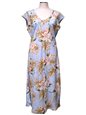 Ky&#39;s Blooming Orchid Blue Rayon Hawaiian Midi Dress