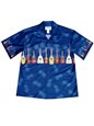 Ky&#39;s Ukulele Collection   Navy Blue Cotton Poplin Men&#39;s Hawaiian Shirt