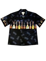 Ky's Ukulele Collection  Black Cotton Poplin Men's Hawaiian Shirt