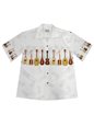 Ky&#39;s Ukulele Collection  White Cotton Poplin Men&#39;s Hawaiian Shirt