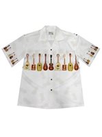 Ky's Ukulele Collection  White Cotton Poplin Men's Hawaiian Shirt