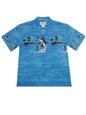 Ky&#39;s Jumping Marlin Navy Blue Cotton Poplin Men&#39;s Hawaiian Shirt