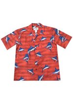 Ky's Marlin Fever Red Cotton Poplin Men's Hawaiian Shirt