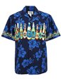 Ky&#39;s Hawaiian Beer Navy Blue Cotton Poplin Men&#39;s Hawaiian Shirt