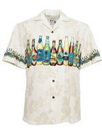 Ky's Hawaiian Beer White Cotton Poplin Men's Hawaiian Shirt