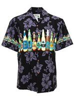 Ky's Hawaiian Beer Black Cotton Poplin Men's Hawaiian Shirt