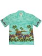 Ky&#39;s Tropical motorcycles Green Cotton Poplin Men&#39;s Hawaiian Shirt