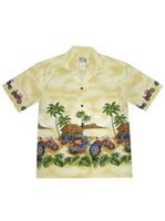 Ky's Tropical motorcycles Cream Cotton Poplin Men's Hawaiian Shirt