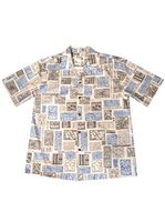 Ky's Tapa Honu Square White Cotton Poplin Men's Hawaiian Shirt
