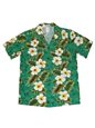 Ky&#39;s Hibiscus Panel Green Cotton Women&#39;s Hawaiian Shirt