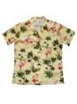 Ky&#39;s Flamingo Fever Yellow Cotton Women&#39;s Hawaiian Shirt