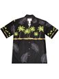Ky&#39;s Palm Tree Black Cotton Poplin Men&#39;s Hawaiian Shirt