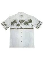 Ky's Palm Tree White Cotton Poplin Men's Hawaiian Shirt