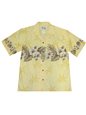 Ky&#39;s Hibiscus Row  Yellow Cotton Poplin Men&#39;s Hawaiian Shirt