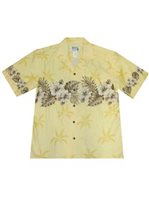 Ky's Hibiscus Row  Yellow Cotton Poplin Men's Hawaiian Shirt