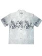 Ky&#39;s Hibiscus Row  White &amp; Black Cotton Poplin Men&#39;s Hawaiian Shirt