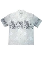 Ky's Hibiscus Row  White & Black Cotton Poplin Men's Hawaiian Shirt