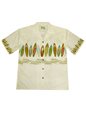 Ky&#39;s Surfboard Collection Cream Cotton Poplin Men&#39;s Hawaiian Shirt