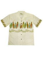 Ky's Surfboard Collection Cream Cotton Poplin Men's Hawaiian Shirt