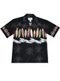 Ky&#39;s Surfboard Collection Black Cotton Poplin Men&#39;s Hawaiian Shirt
