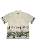 Ky's Motorcycle & Rushmore White Cotton Poplin Men's Hawaiian Shirt