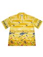 Ky&#39;s Great White Shark Yellow Cotton Poplin Men&#39;s Hawaiian Shirt