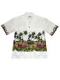 Ky&#39;s Hawaiian Car &amp; Palm Tree White Cotton Poplin Men&#39;s Hawaiian Shirt