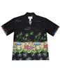 Ky&#39;s Hawaiian Car &amp; Palm Tree Black Cotton Poplin Men&#39;s Hawaiian Shirt