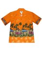 Ky&#39;s Hawaiian Car &amp; Palm Tree Orange Cotton Poplin Men&#39;s Hawaiian Shirt