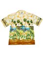 Ky&#39;s Motorcycle &amp; Palm Tree Yellow Cotton Poplin Men&#39;s Hawaiian Shirt