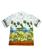 Ky&#39;s Motorcycle &amp; Palm Tree Gray Cotton Poplin Men&#39;s Hawaiian Shirt