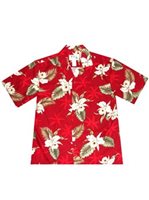 Ky's Classic Orchid Red Cotton Men's Hawaiian Shirt