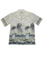 Ky's Shore Line Gray Cotton Men's Hawaiian Shirt