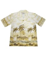 Ky's Shore Line Yellow Cotton Men's Hawaiian Shirt