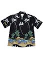 Ky&#39;s Motorcycle Beach Black Cotton Poplin Men&#39;s Hawaiian Shirt