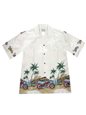 Ky&#39;s Motorcycle Beach White Cotton Poplin Men&#39;s Hawaiian Shirt