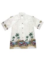 Ky's Motorcycle Beach White Cotton Poplin Men's Hawaiian Shirt