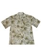 Ky&#39;s Palm Leaf Panel White Cotton Poplin Men&#39;s Hawaiian Shirt