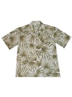 Ky's Palm Leaf Panel White Cotton Poplin Men's Hawaiian Shirt
