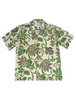 Ky's Wind Monstera  Green Cotton Poplin Men's Hawaiian Shirt