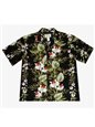 Ky&#39;s Orchid &amp; Bamboo Leaves Black Cotton Poplin Men&#39;s Hawaiian Shirt